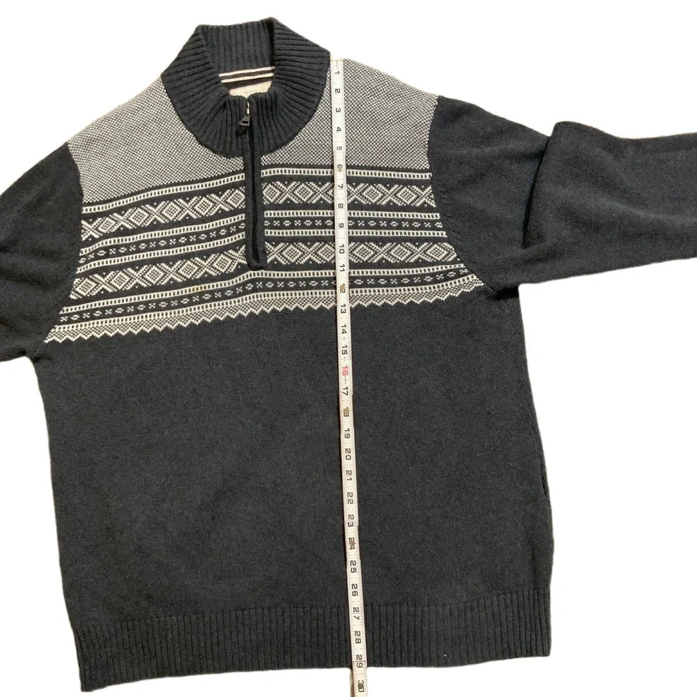 Weatherproof Vintage Gray HalfZip Fair Isle Pullover Sweater XL Twee Granola Boy